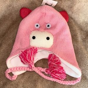 Pink pig cute winter hat or Halloween costume hat